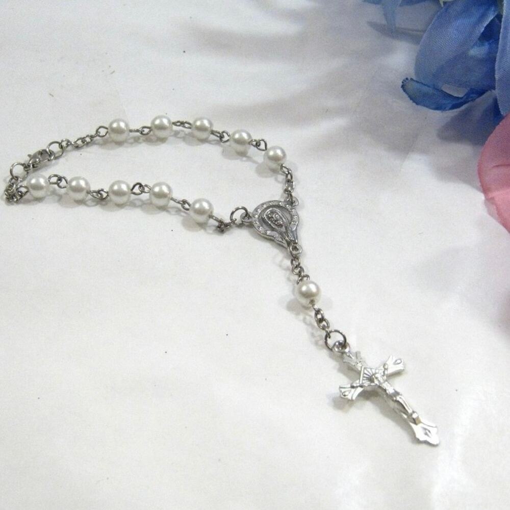 Car Auto Mirror Catholic Rosary Christian Religious Prayer Pearl Beads